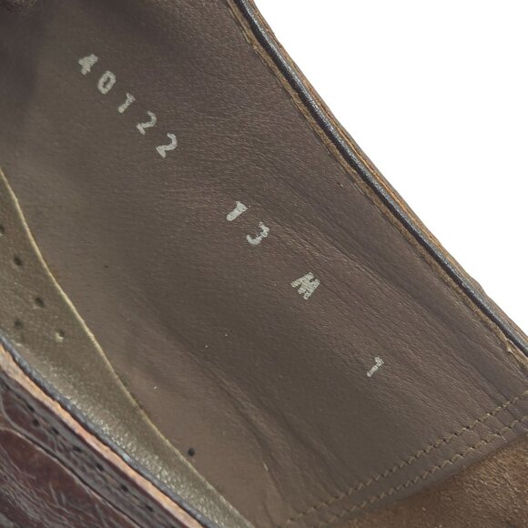 Vintage Crocodile Bruno Magli Italy Mens 13M Brown Dress Shoes Luxury Oxfords - Picture 11 of 13